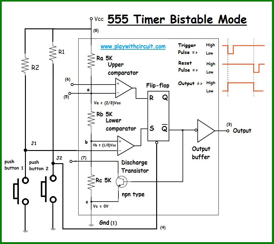 555 Timer Bistable operation
