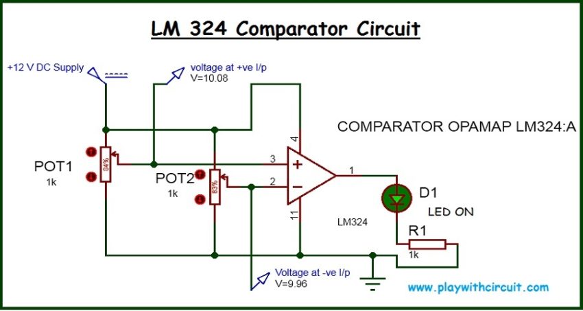 LM324 IC: Pin Configuration, Circuit working and Application