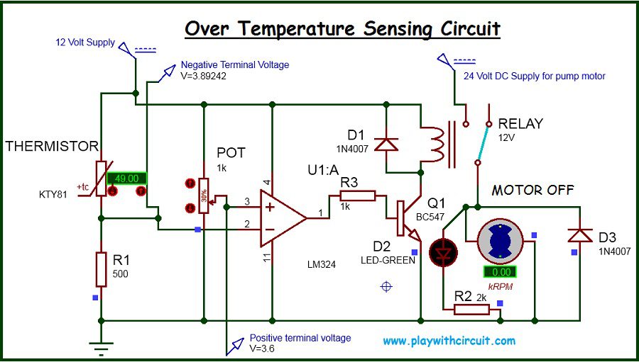 Over Temperature Sensing Circuit motor off