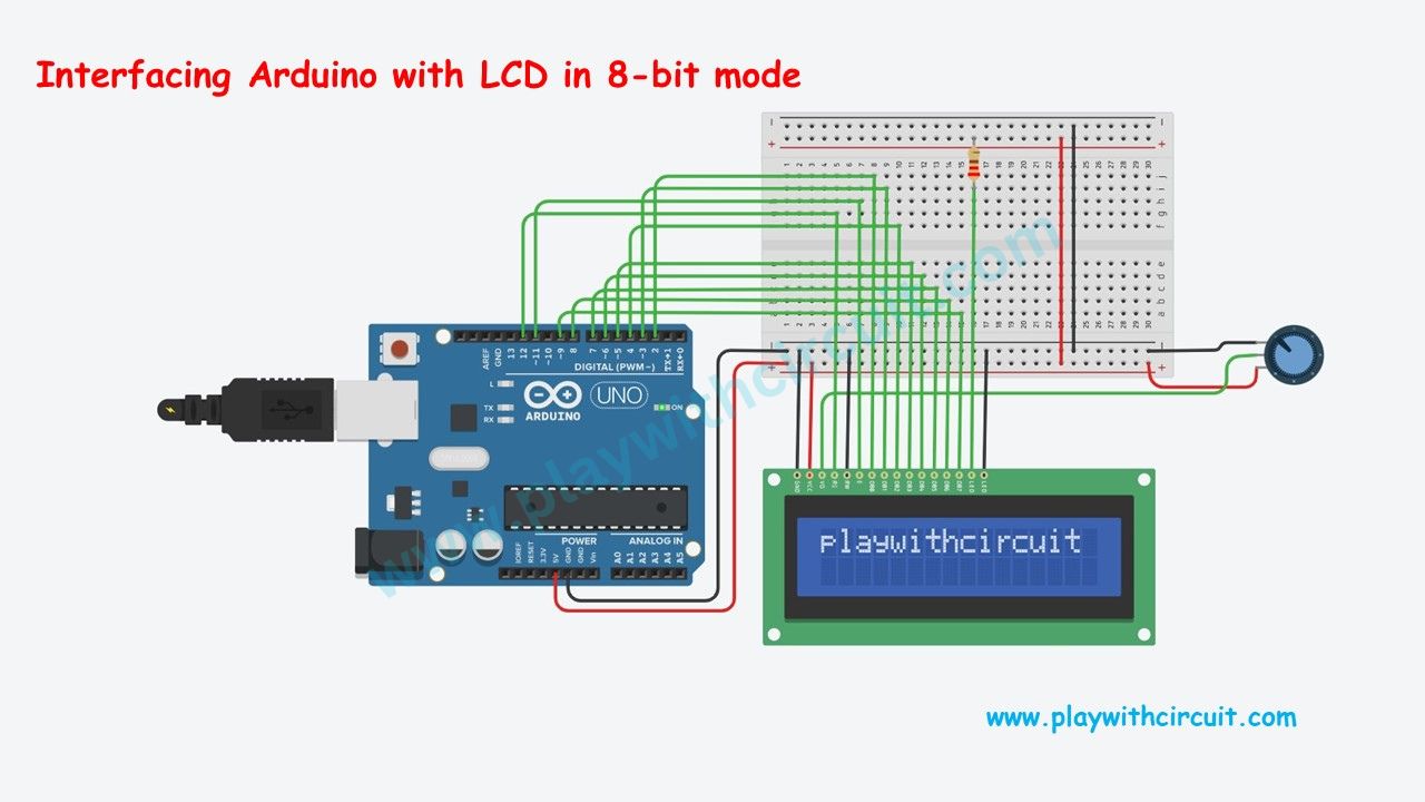 Interfacing LCD with Arduino in 8-bit mode