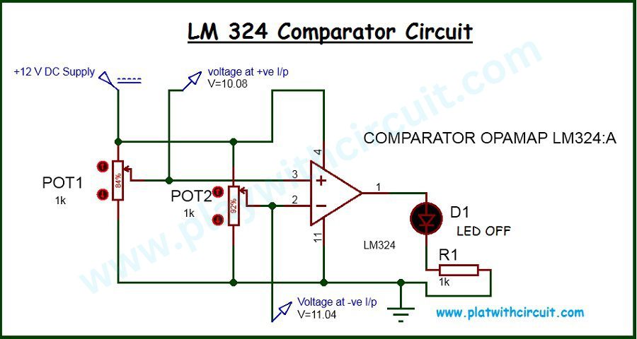 LM324 Comparator Circuit LED-OFF