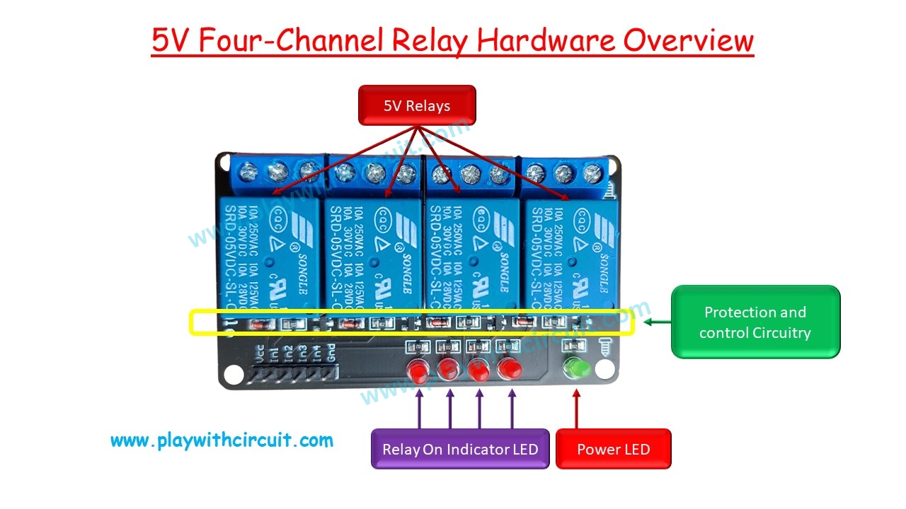 5V Four-Channel Relay Module Hardware Overview