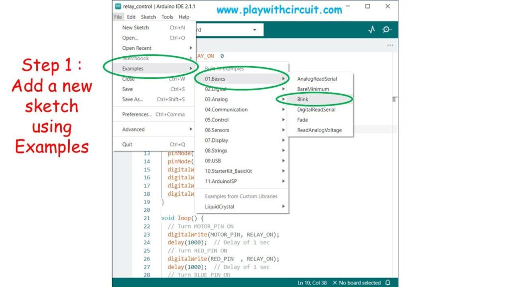 Arduino Code Example Blink Sketch