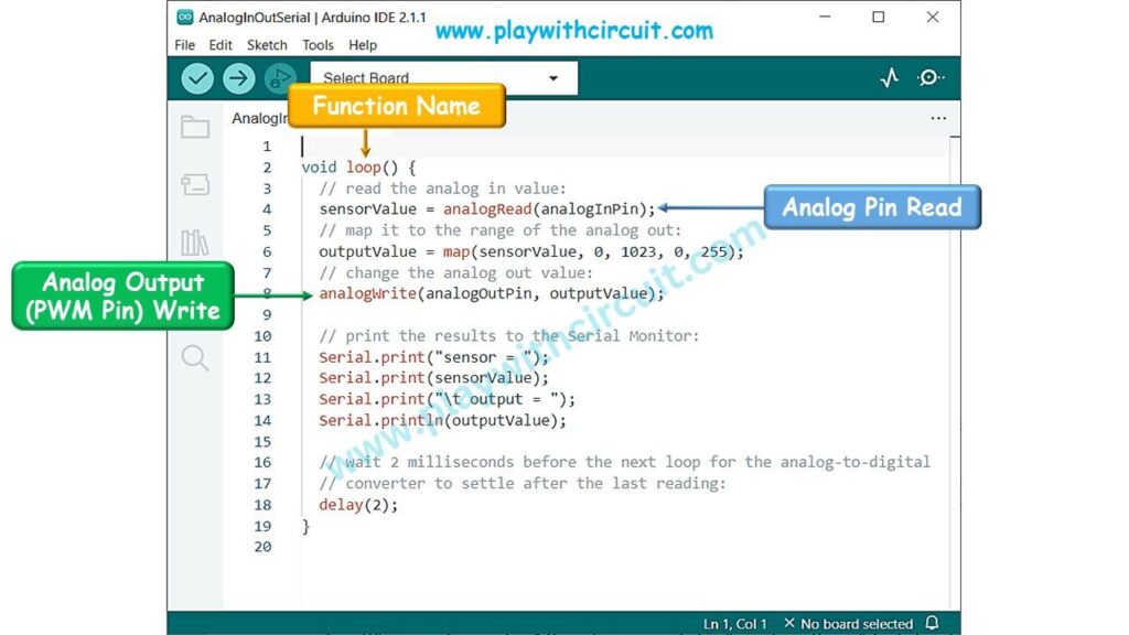 Arduino Programming Concepts- Functions, Analog Pins