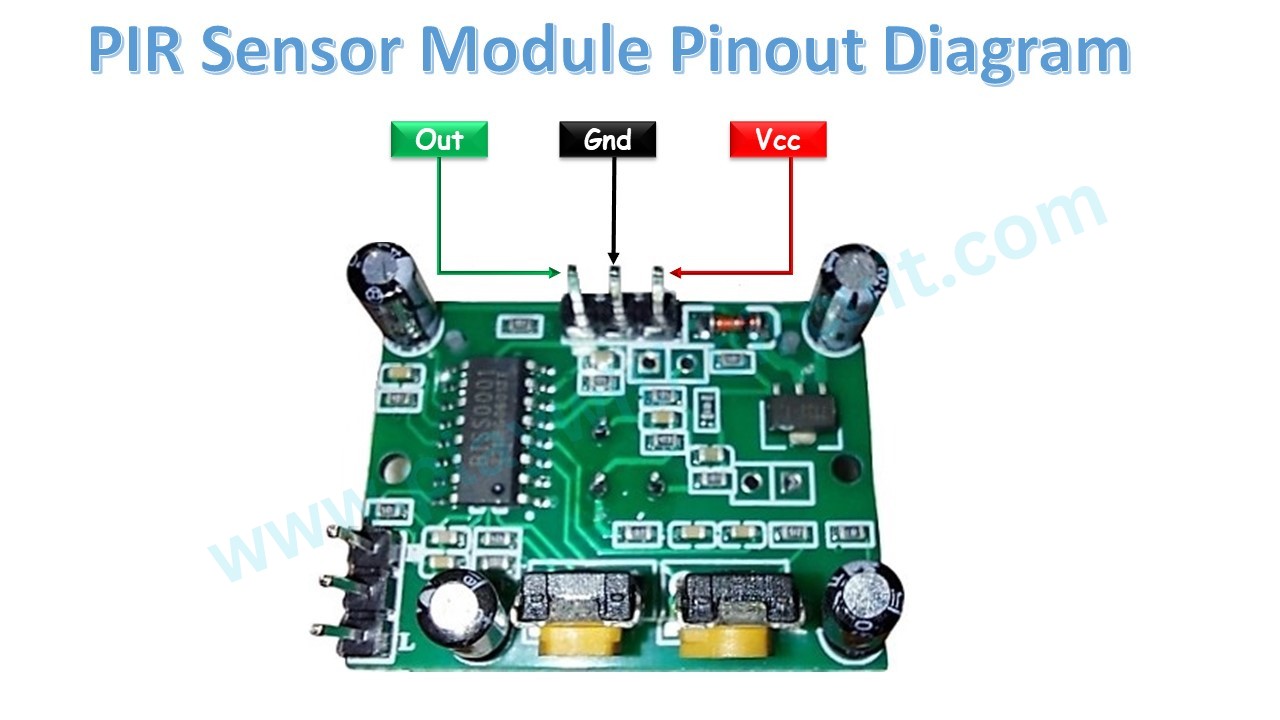 HC-SR501 PIR Motion Sensor Module Pinout Diagram