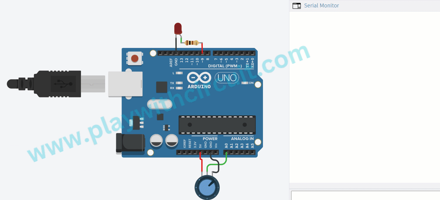 Potentiometer interfacing with Arduino Uno