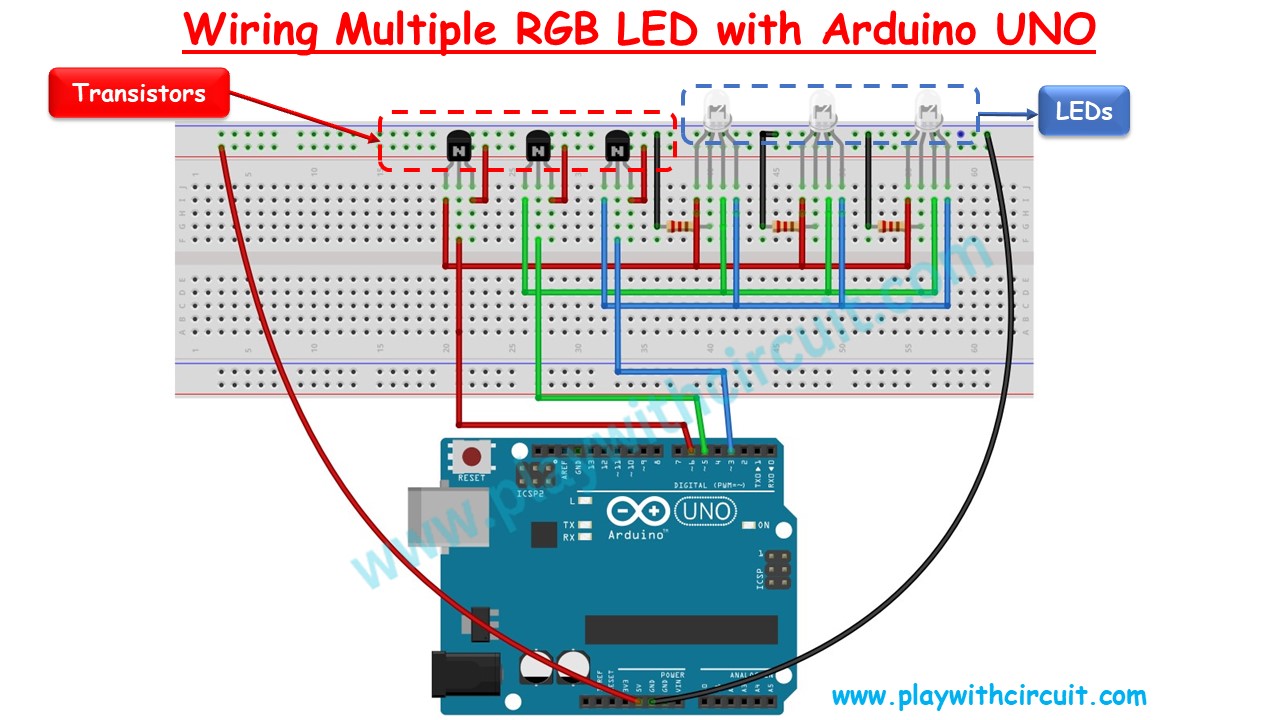 Wiring multiple RGB LED with Arduino Uno