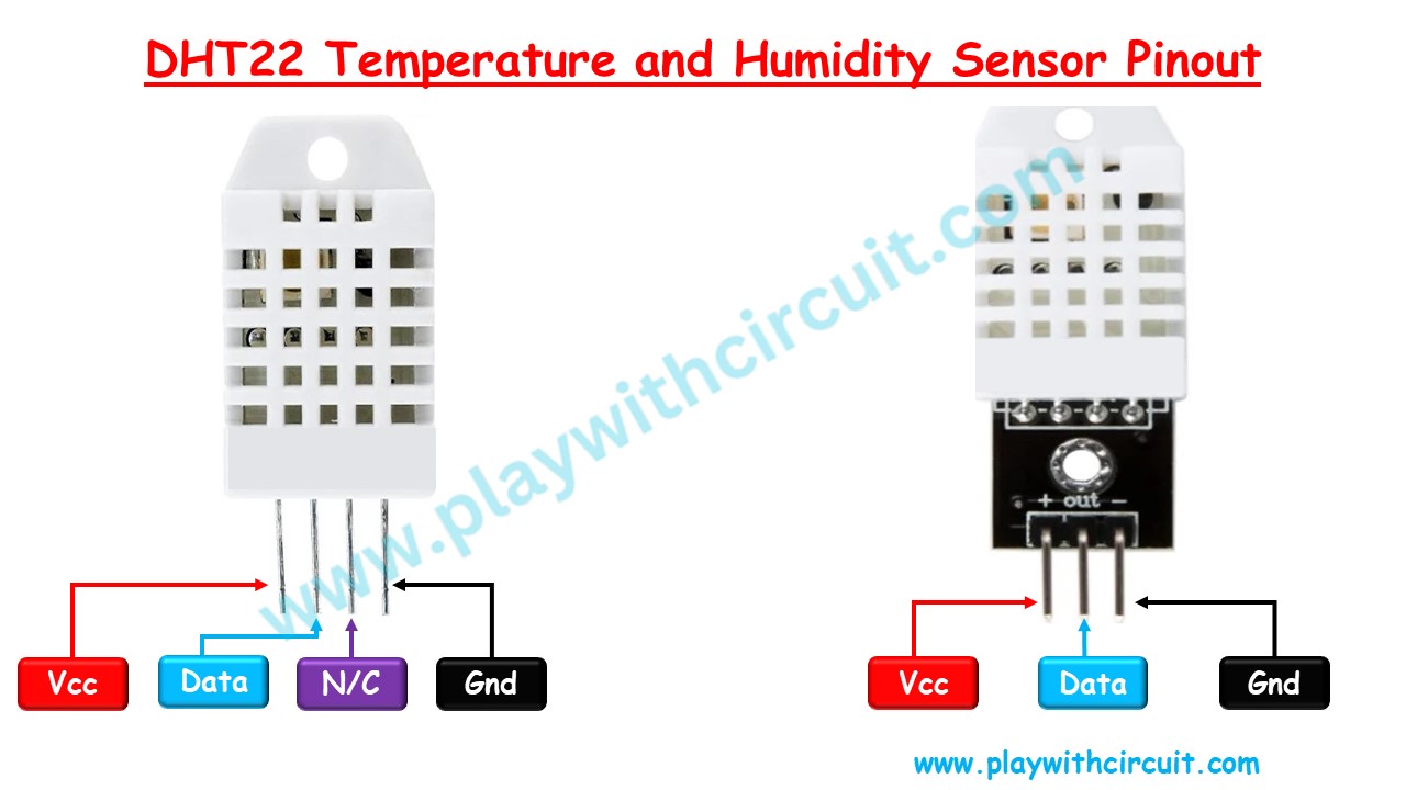 DHT22 Temperature and humidity sensor pinout