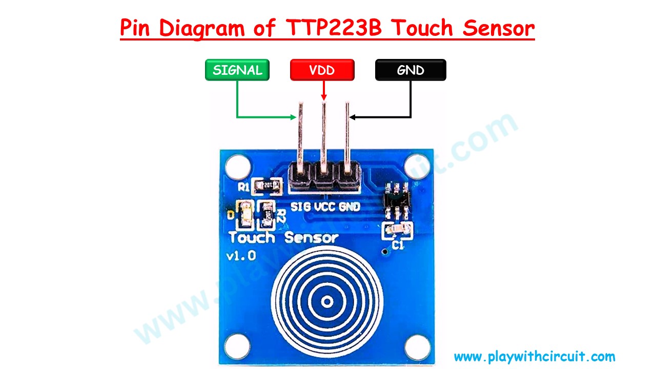 Pinout of TTP223B touch Sensor