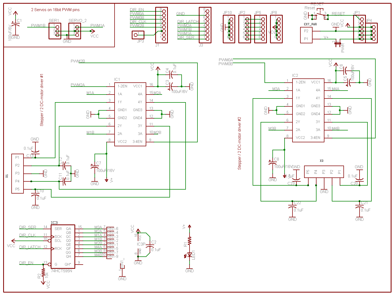 schematic of L293D Motor Driver Shield