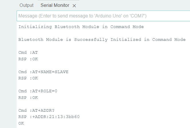 Configuring the Bluetooth Module for the Slave Role