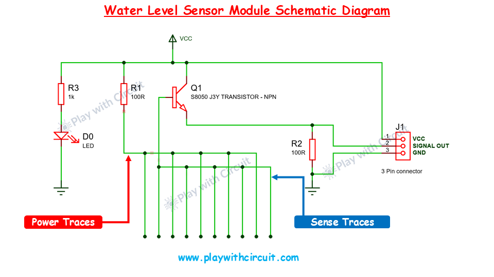 Water level sensor module schematic diagram