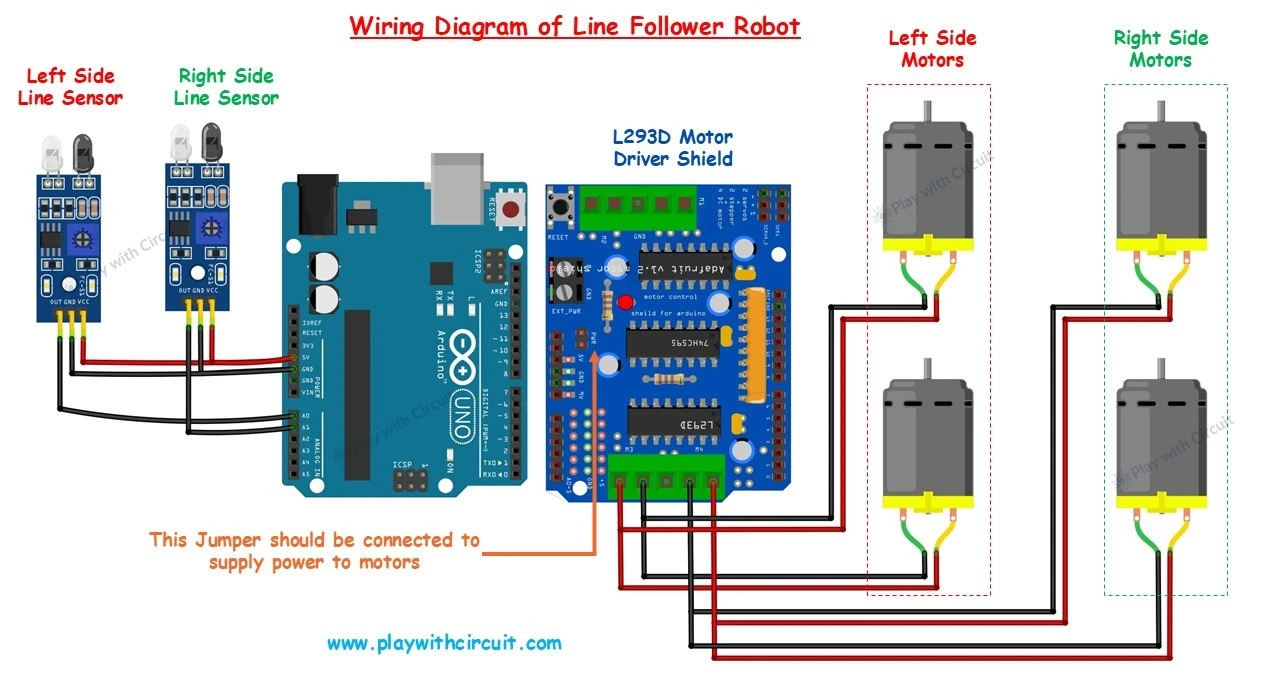 Circuit Diagram of Line Following Robot