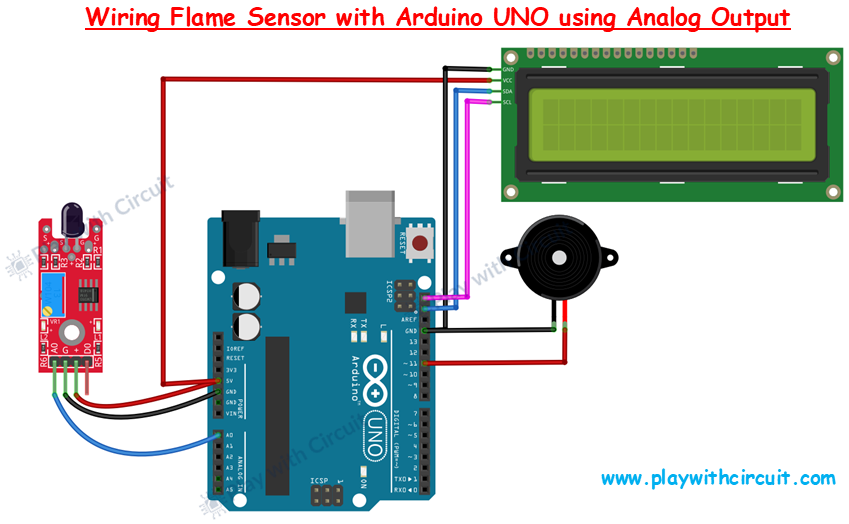 Wiring Flame Sensor with Arduino UNO using Analog Output