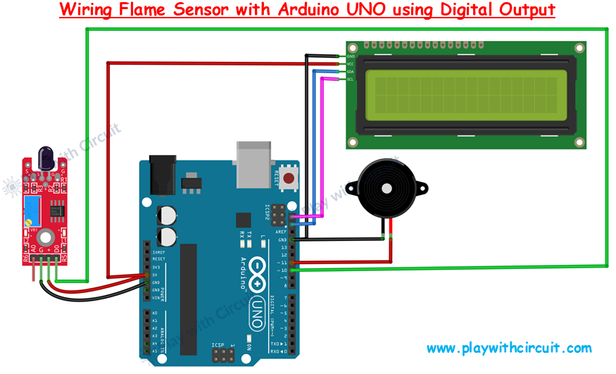 Wiring Flame Sensor with Arduino UNO using Digital Output
