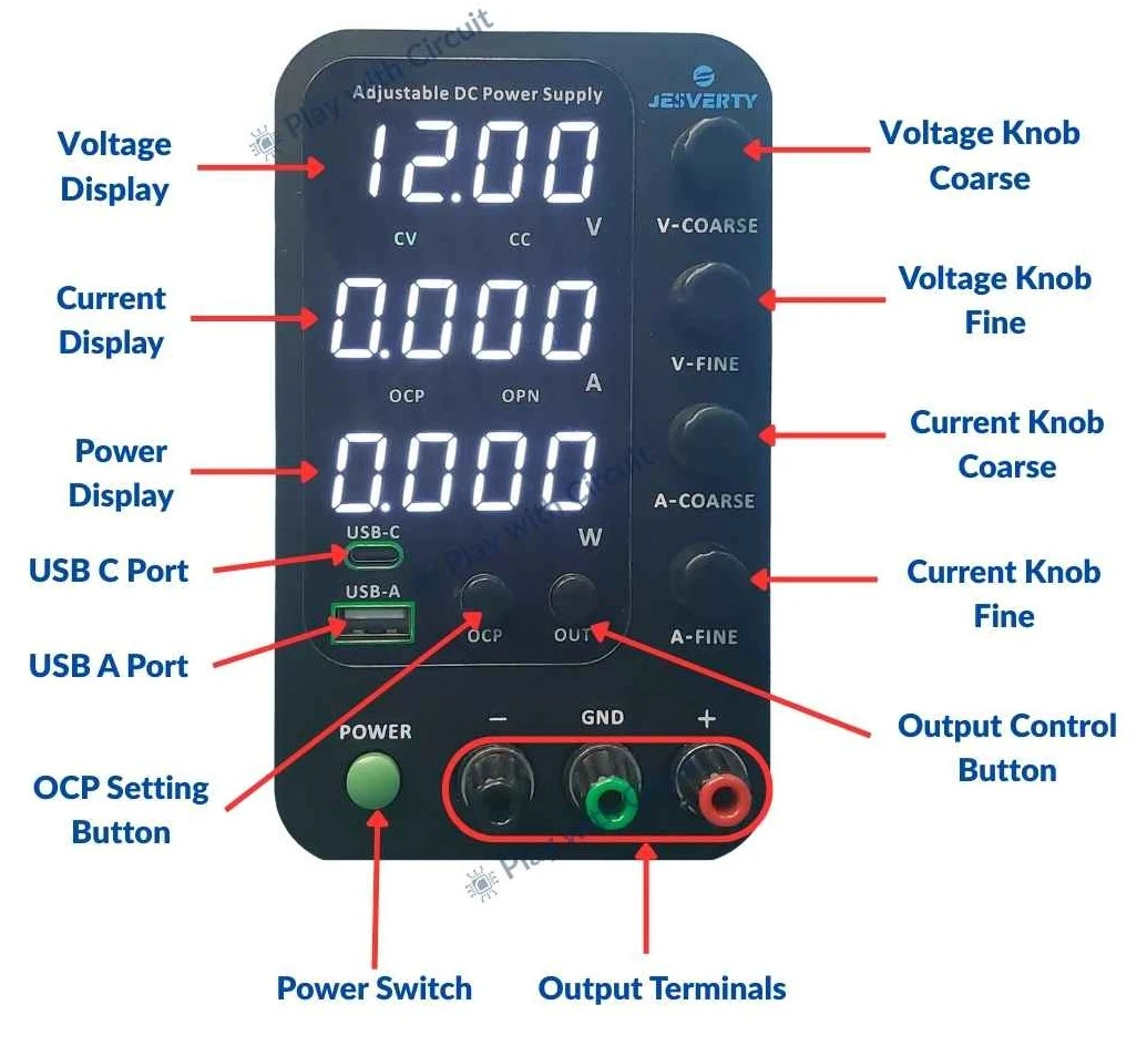 Jesverty SPS-3010V DC Power Supply Front Panel