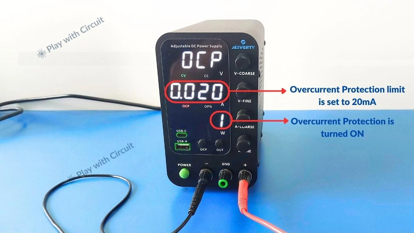 Setting OCP to 20mA in Power Supply