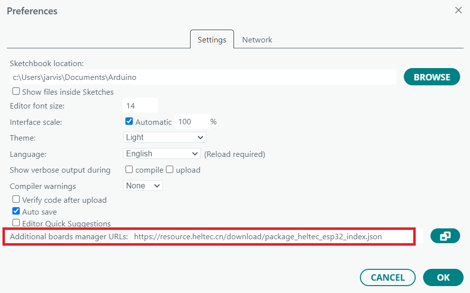 Preferences Window