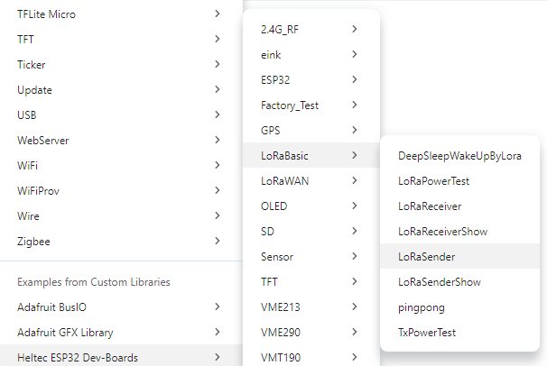 Running the LoRa Sender Example