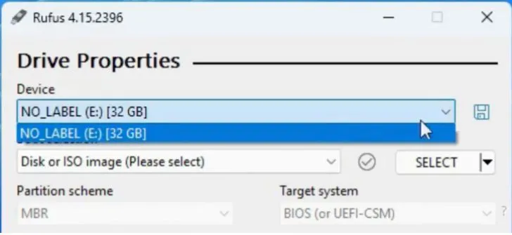 Select the Device